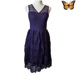 Ricki’s Scalloped Hem Crochet Overlay Fit and Flare Dress Size 0